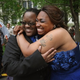Shanelle Moffett (left) and Tenisha Watkins at their Chicago civil union ceremony. (Getty)